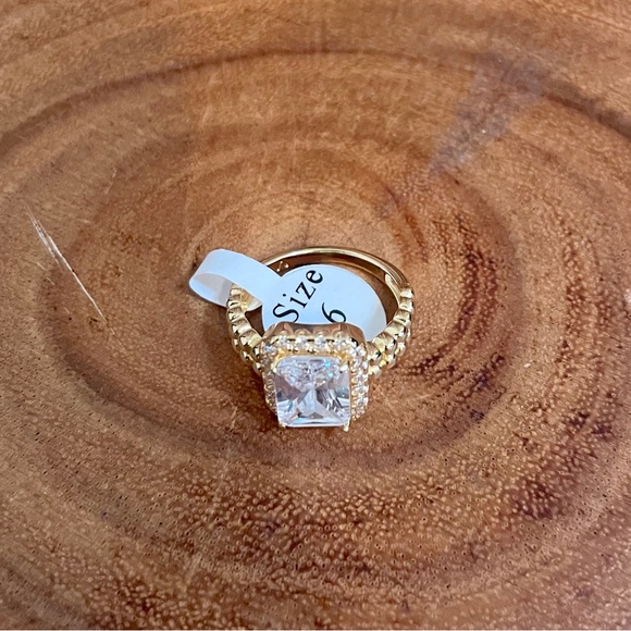 Emerald Cut CZ Engagement Style Ring 18K Gold Filled | Size 6 - Picture 4 of 9